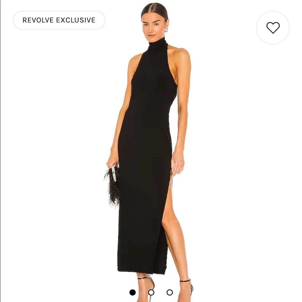 Norma Kamali x Revolve Halter Turtle Size Slit Gown in Black / Size Medium